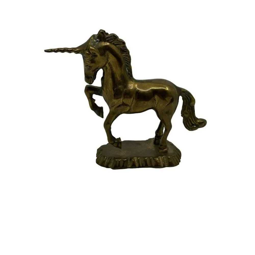 Vintage Figurine Brass Unicorn Horse Fantasy Mystical‎ Magical  Decor 5.5